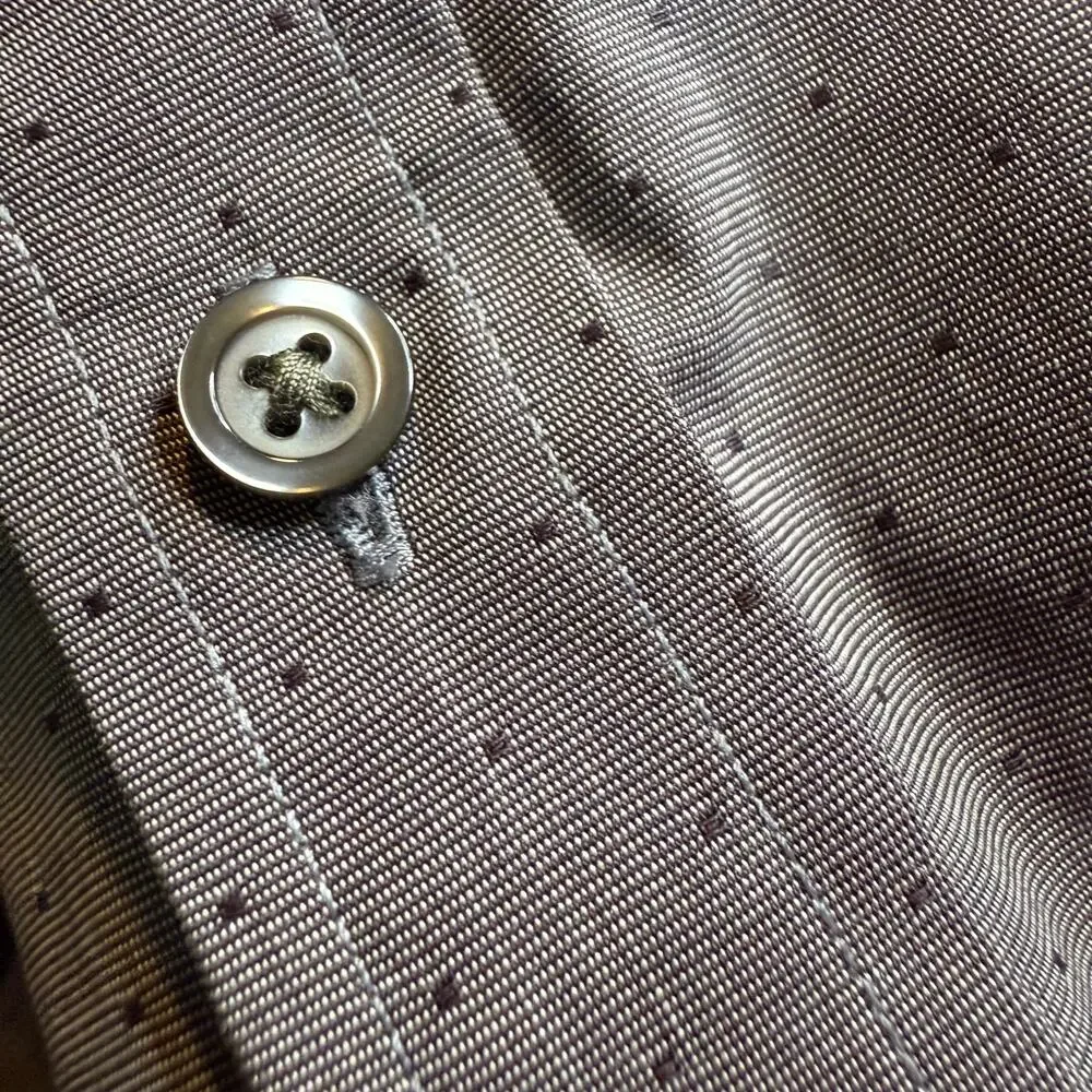 Banana Republic Non-Iron Slim Fit Dress Shirt, Gray Micro Dot, Men's Large